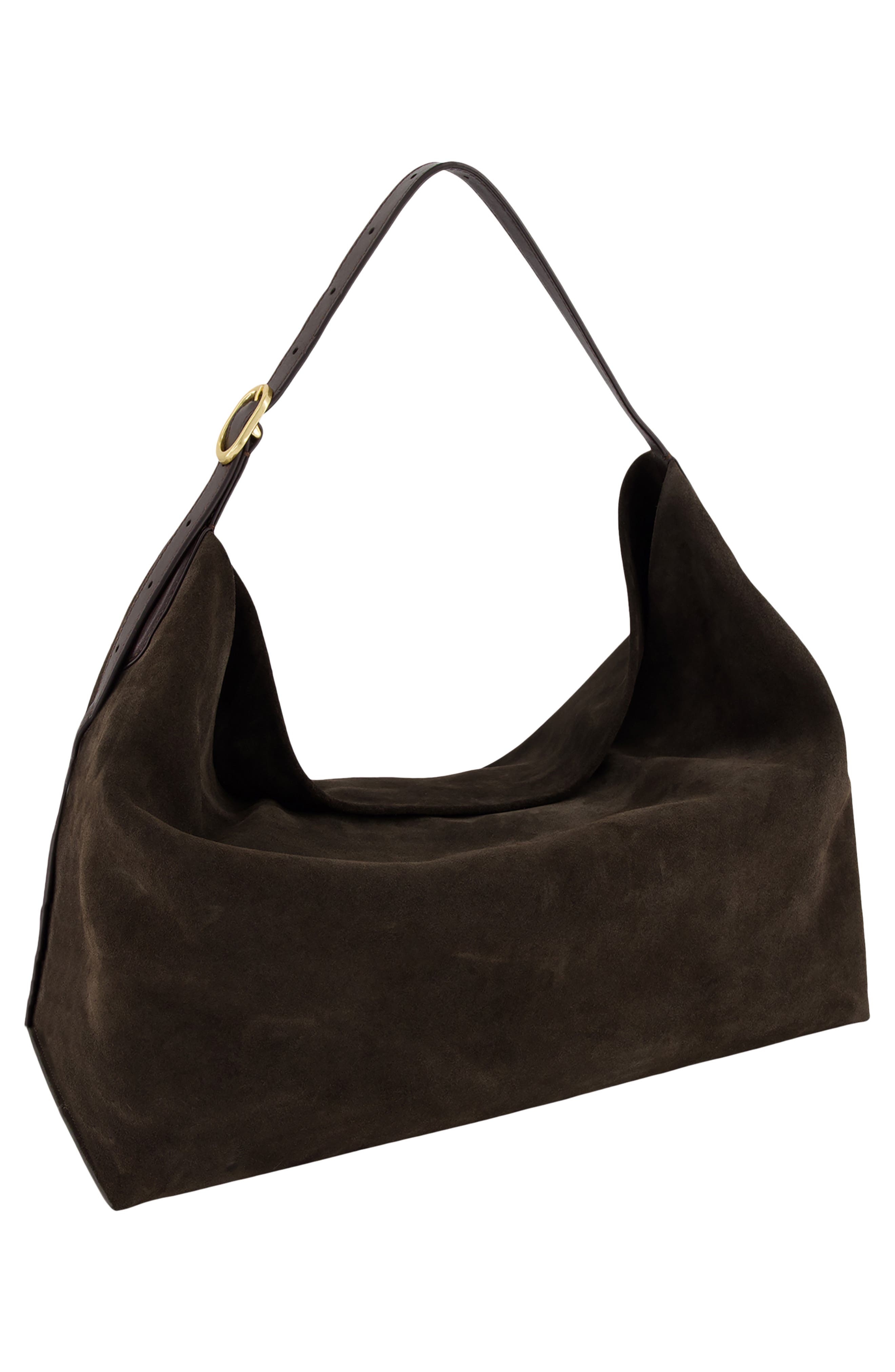 Vince Medium Vivian Suede Hobo Bag, Alternate, color, Cacao