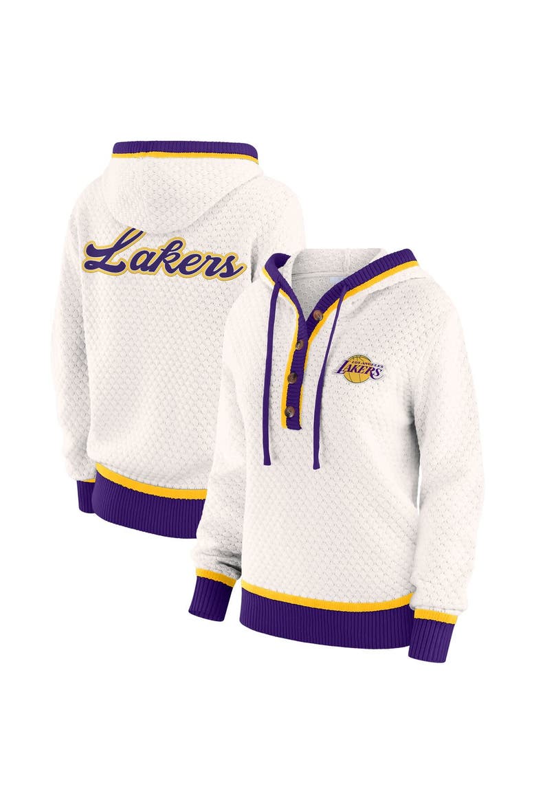 Women's WEAR by Erin Andrews Cream Los Angeles Lakers Plus Size Hoodie Sweater, Main, color, Cream