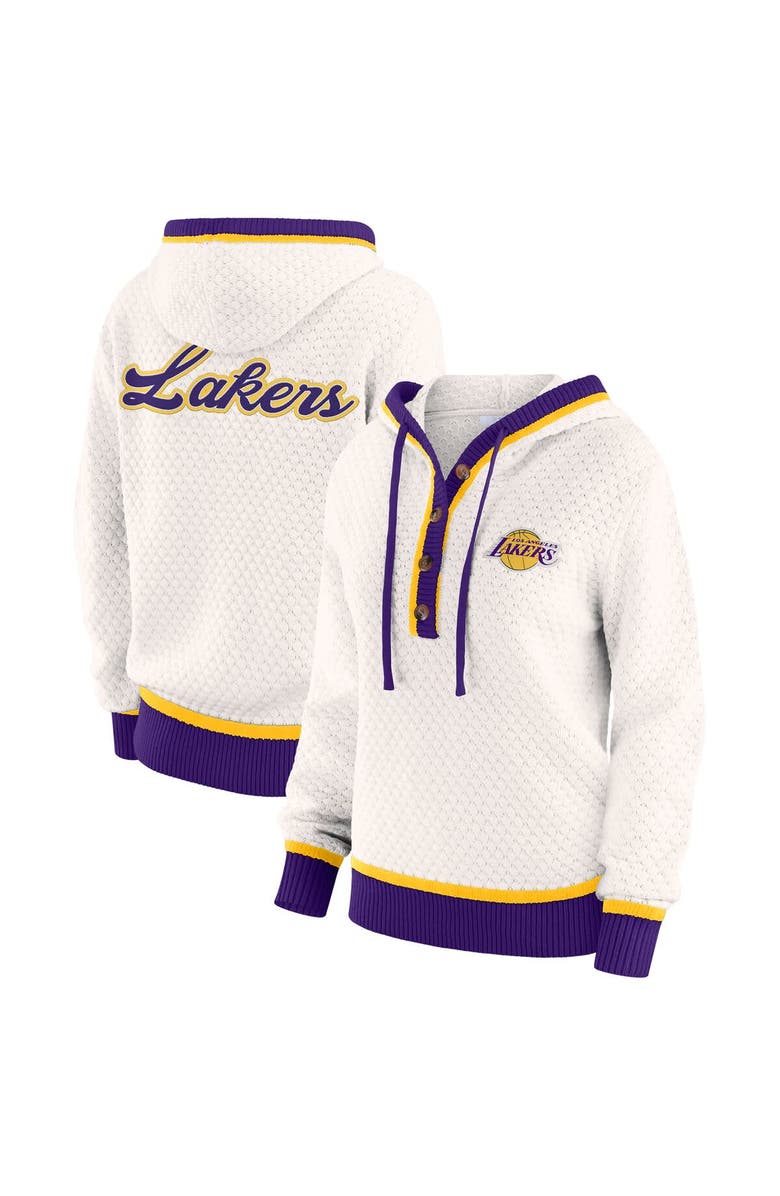 WEAR by Erin Andrews Women's WEAR by Erin Andrews Cream Los Angeles Lakers Plus Size Hoodie Sweater, Main, color, Cream