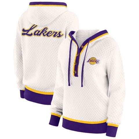Women's WEAR by Erin Andrews Cream Los Angeles Lakers Plus Size Hoodie Sweater