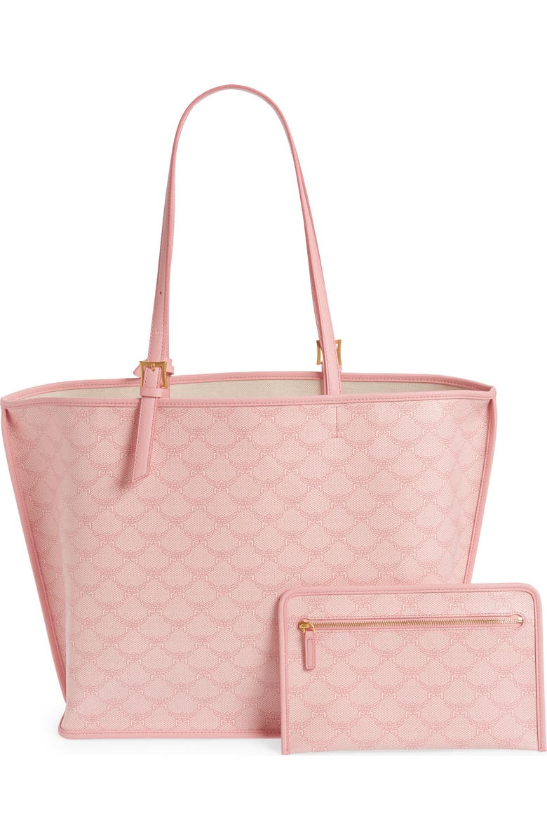 MCM Himmel Lauretos Coated Canvas Shopper Bag, Alternate, color, Silver Pink
