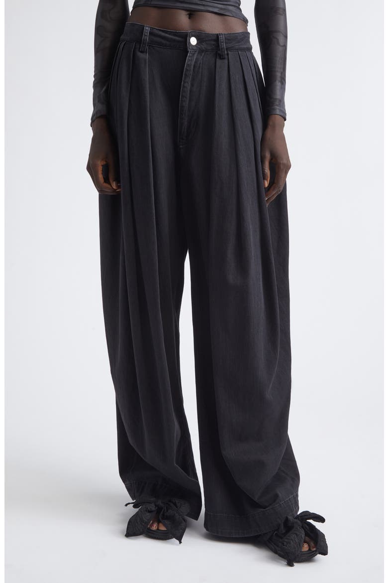 Simone Pleated High Waist Wide Leg Jeans, Main, color, CHARCOAL