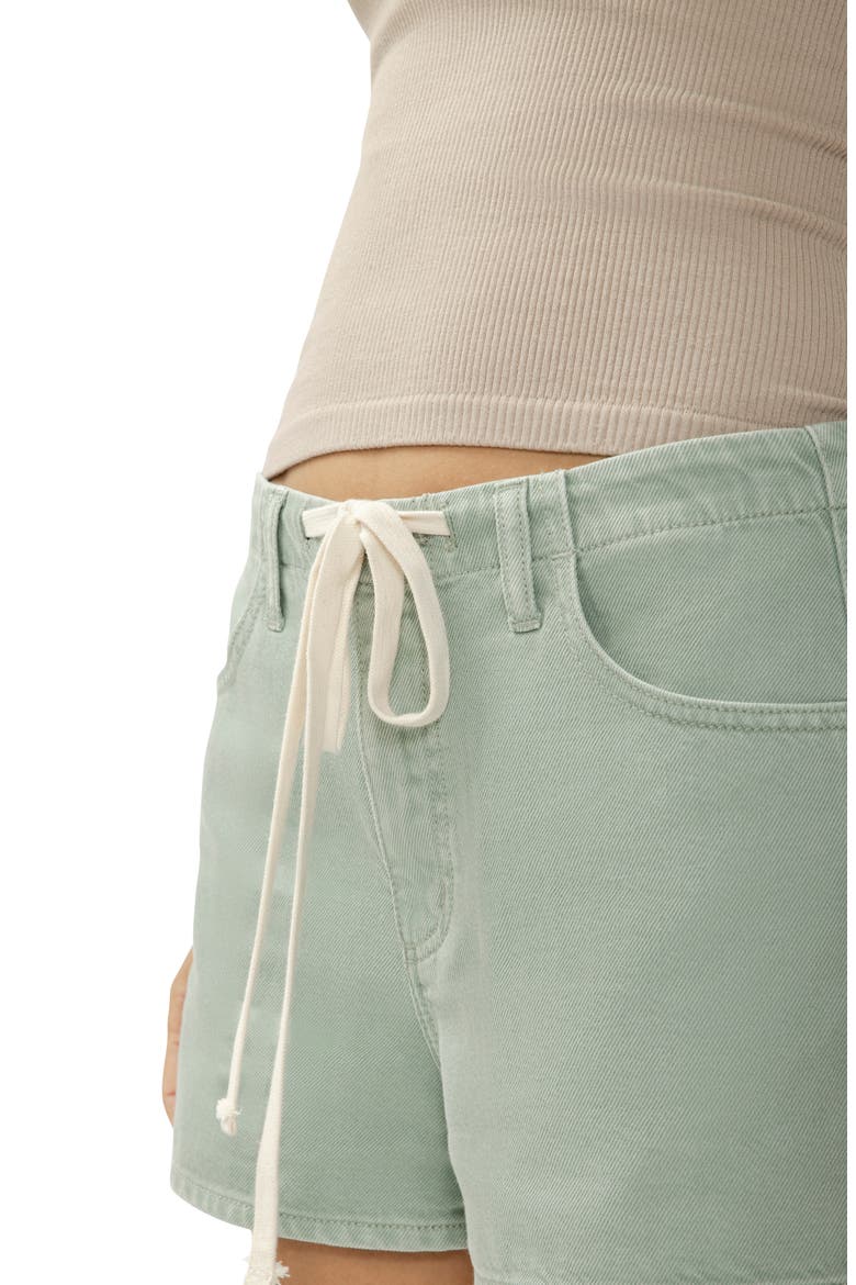 Beach Drawstring Denim Shorts, Alternate, color, SAGE GREEN