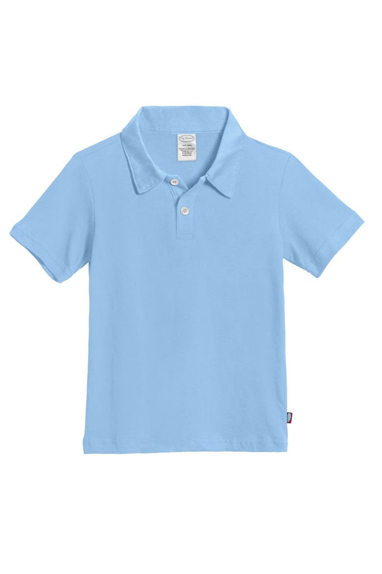 Boys Soft 100% Cotton Jersey 2-Button Short Sleeve Polo Shirt, Alternate, color, Bright Light Blue