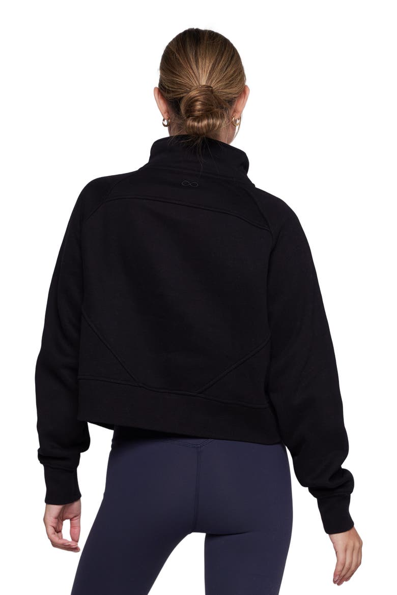 Effortless Fleece Crop Half Zip Sweatshirt, Alternate, color, Black