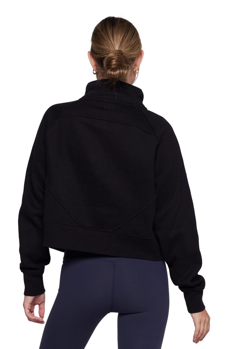 Rebody Active Effortless Fleece Crop Half Zip Sweatshirt, Alternate, color, Black