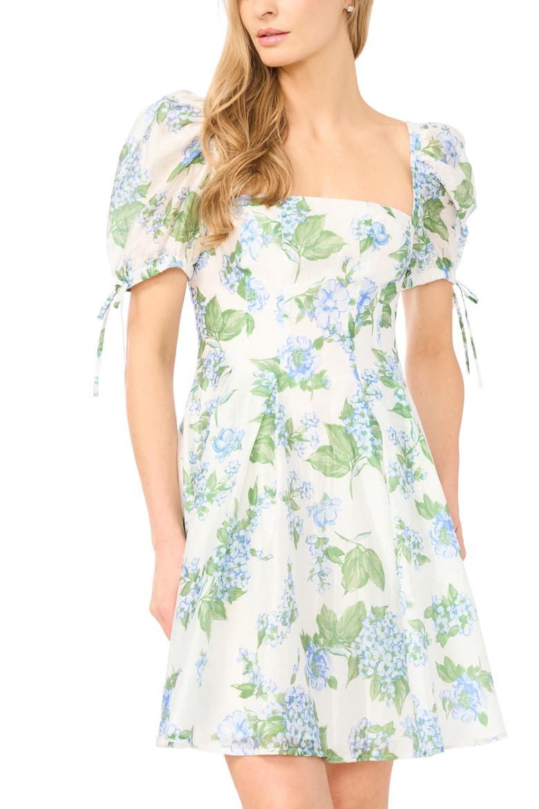 Box Pleat Puff Sleeve Dress, Alternate, color, DUSTY BLUE