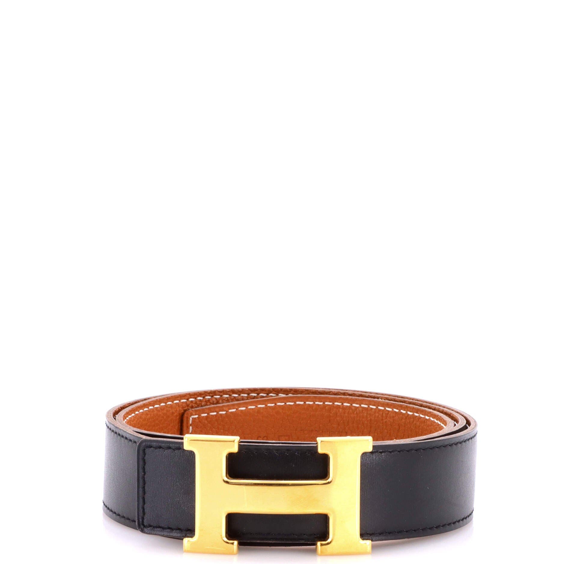 Pre-Owned Hermes Constance Reversible Belt Leather Medium, Main, color, Black