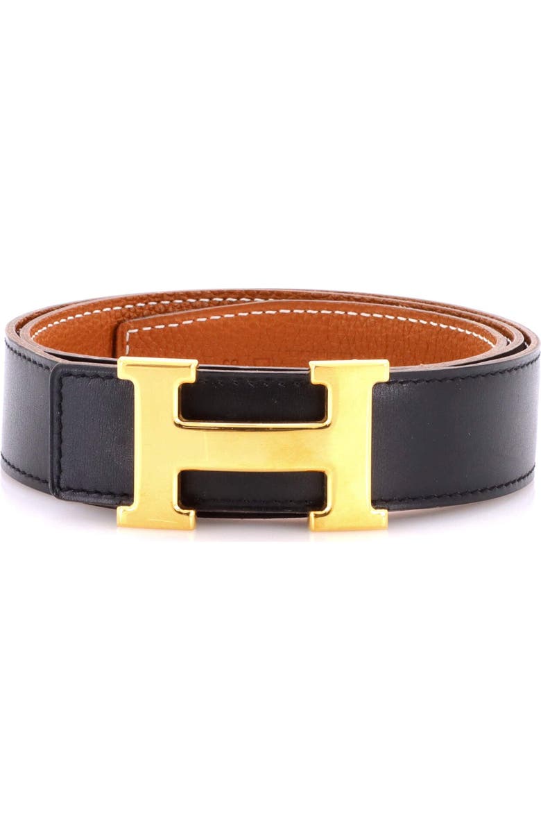 Pre-Owned Hermes Constance Reversible Belt Leather Medium, Main, color, Black