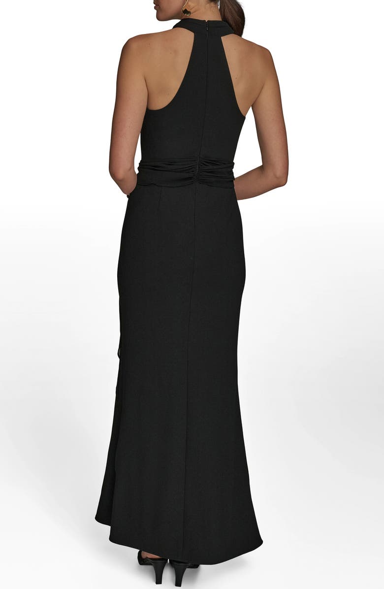 Donna Karan New York Crepe & Chiffon Mermaid Gown, Alternate, color, Black/ Black