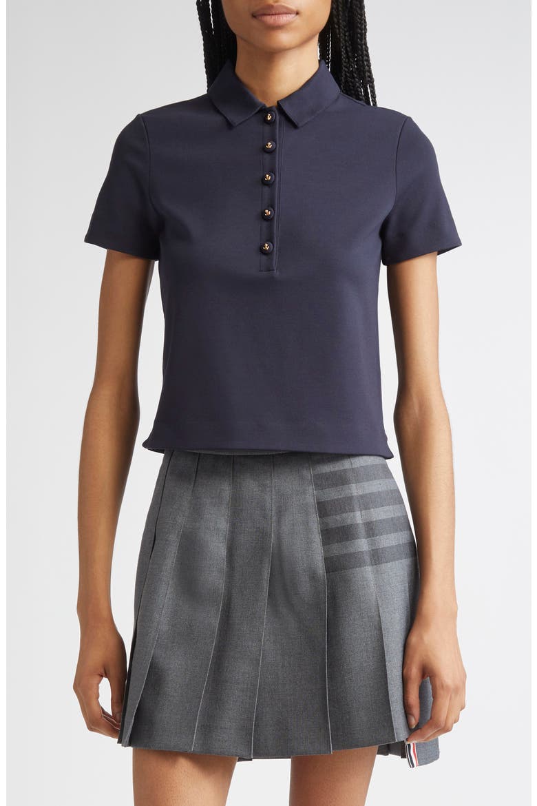 Milano Knit Cotton Polo with Anchor Embossed Buttons, Main, color, NAVY