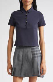 Thom Browne Milano Knit Cotton Polo with Anchor Embossed Buttons
