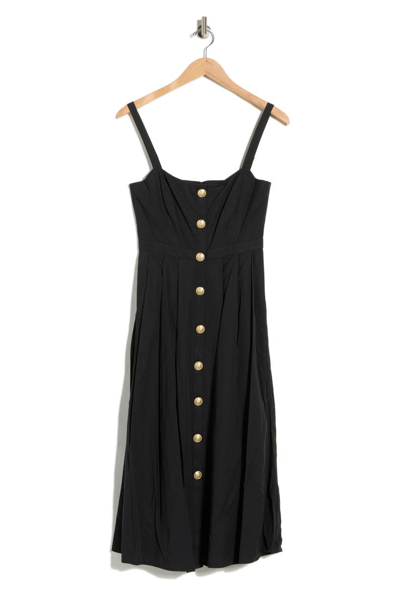 Esmeralda Sleeveless Midi Dress, Alternate, color, BLACK