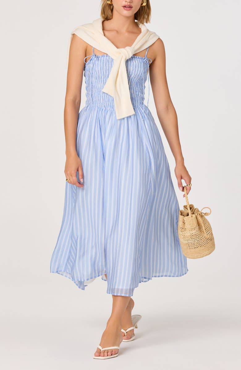 ASTR the Label Lahela Stripe Sundress, Alternate, color, Blue Stripe