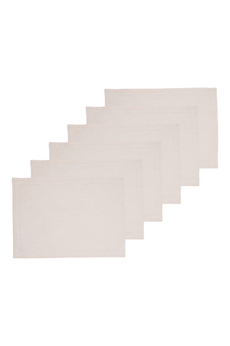 Set of 6 Placemats 100% Cotton 14" x 20", Main, color, White
