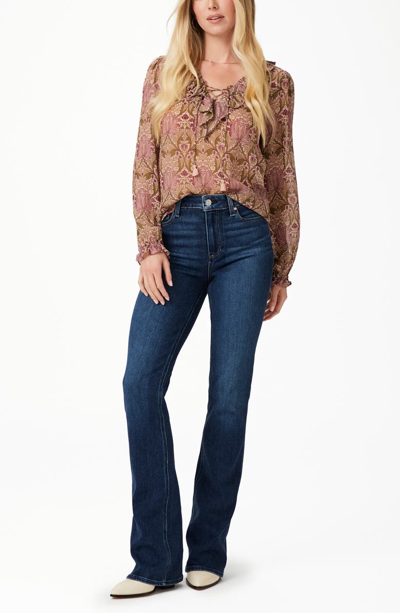 PAIGE x Morris & Co. Ilara Print Silk Georgette Shirt, Alternate, color, Blsh/Leaf