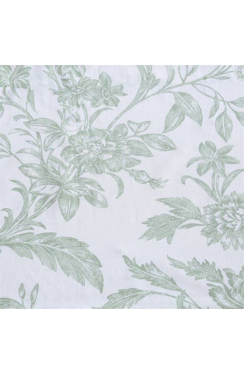 Natalie 50" L x 25" W Cotton Floral Tie Up Valance - Light Green