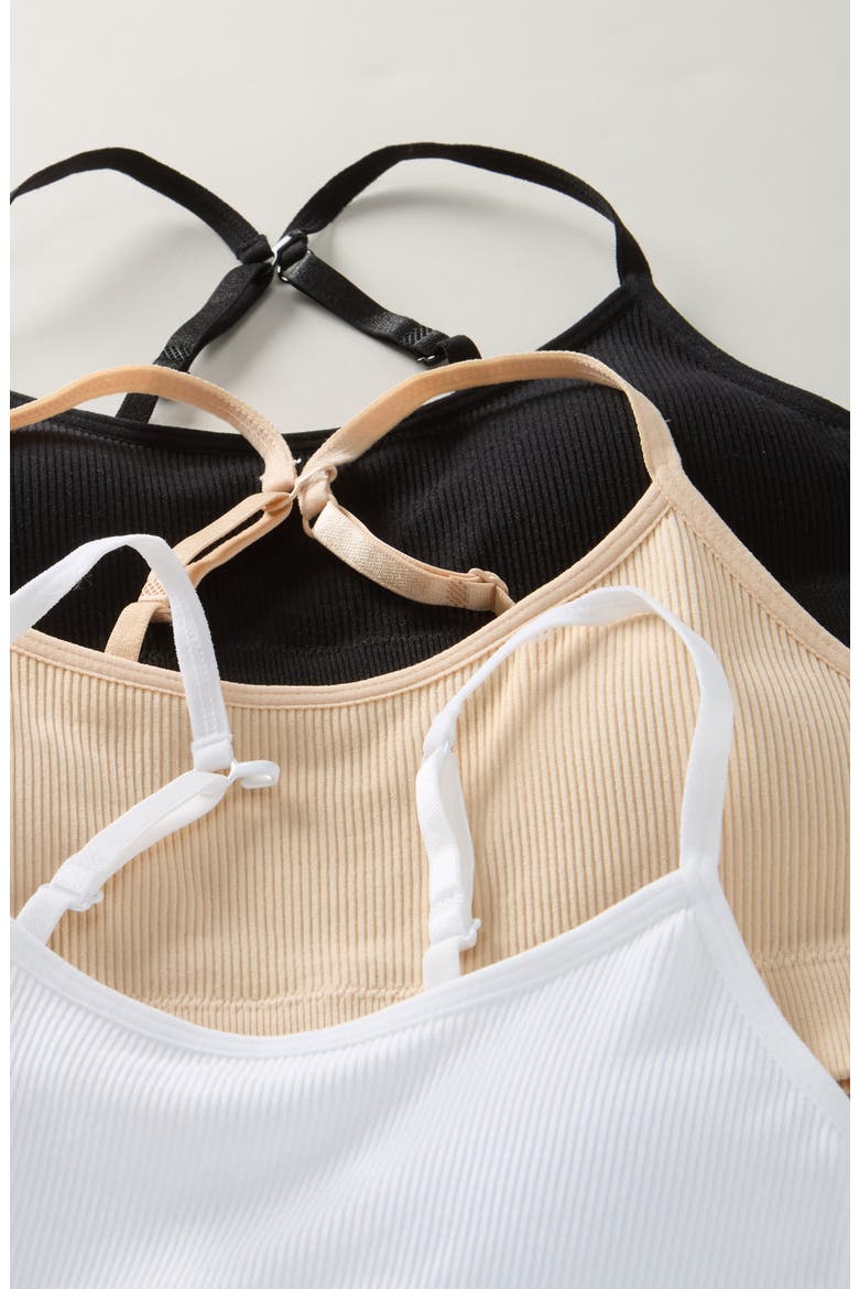 Kids' 3-Pack Seamless Rib Bralettes, Alternate, color, NEUTRALS PACK