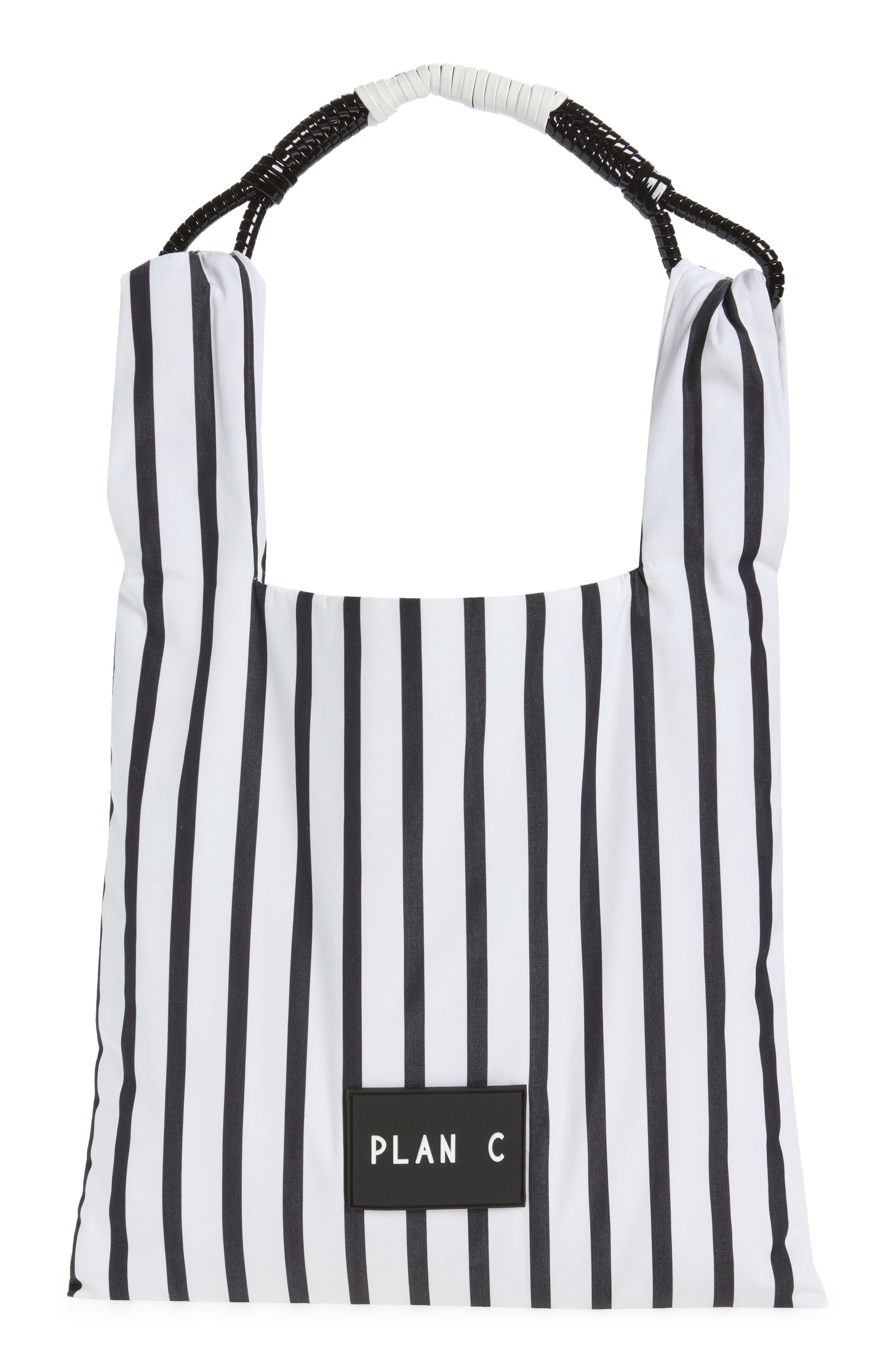 Stripe Cotton Shopper (Nordstrom Exclusive), Main, color, RIN07 WHITE BASE BLACK STRIPE