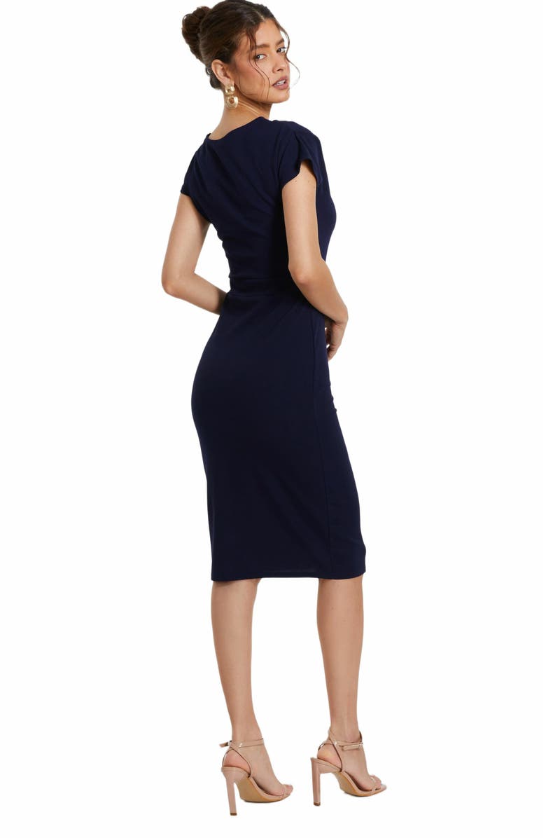 QUIZ Scuba Crepe Midi Dress With Buckle Detail, Alternate, color, 