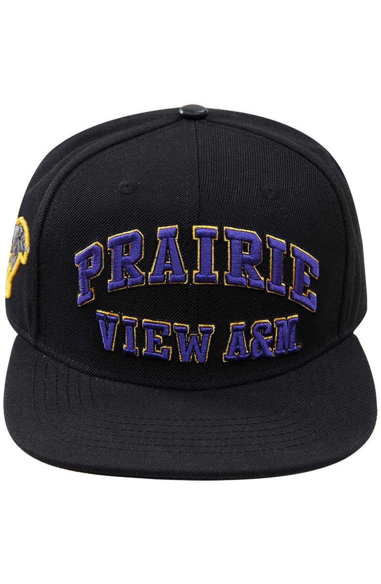 PRO STANDARD Men's Pro Standard Black Prairie View A&M Panthers Arch Over Logo Evergreen Snapback Hat, Alternate, color, 