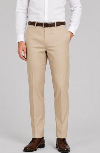 Zanetti Stefano Modern Fit Wool Dress Pants In Beige