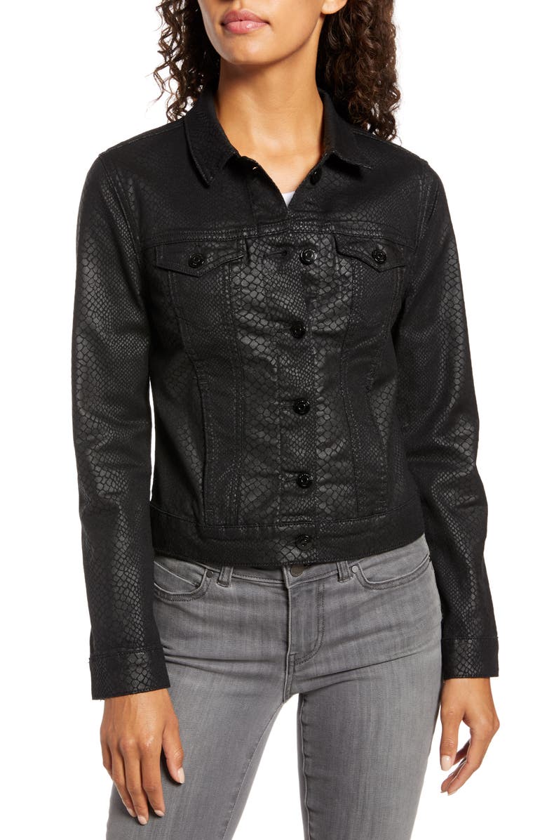 Mavi Jeans Samantha Snakeskin Print Denim Jacket, Alternate, color, 