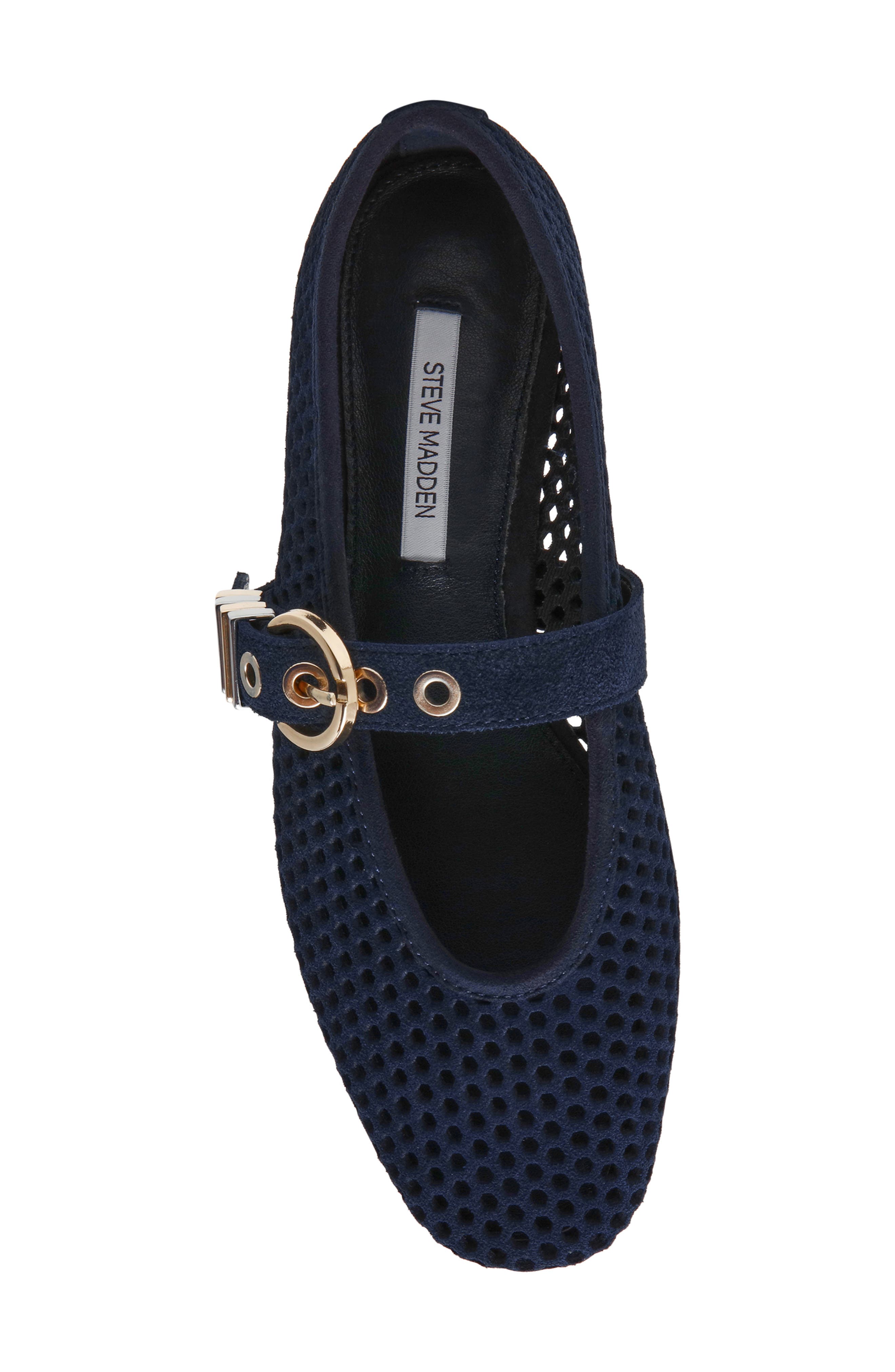 Lela Perforated Mary Jane Flat, Alternate, color, NAVY SUEDE