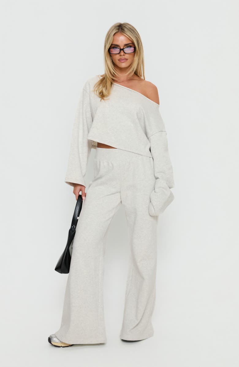 Princess Polly Peaks Wide Leg Sweatpants, Alternate, color, Snow Marle