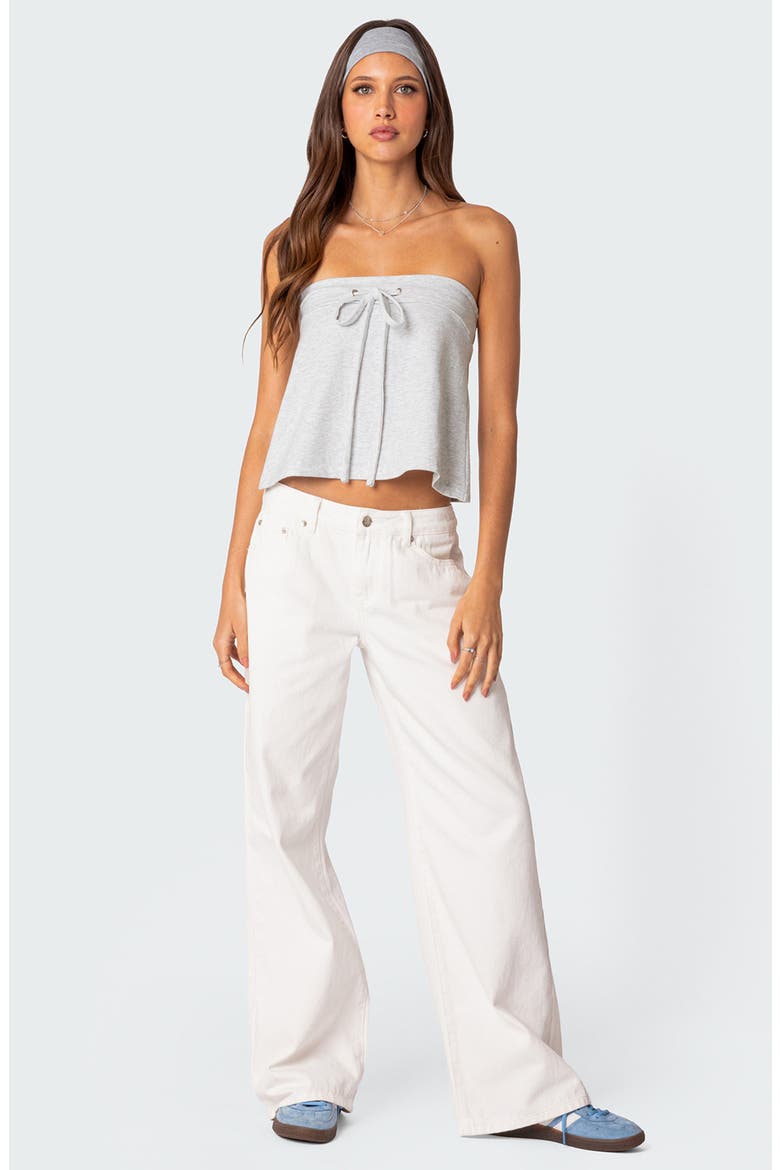 Caroline Front Tie Strapless Top, Alternate, color, GRAY-MELANGE