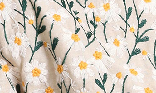 Avec Les Filles Embroidered Daisy Bomber Jacket In Cream Floral