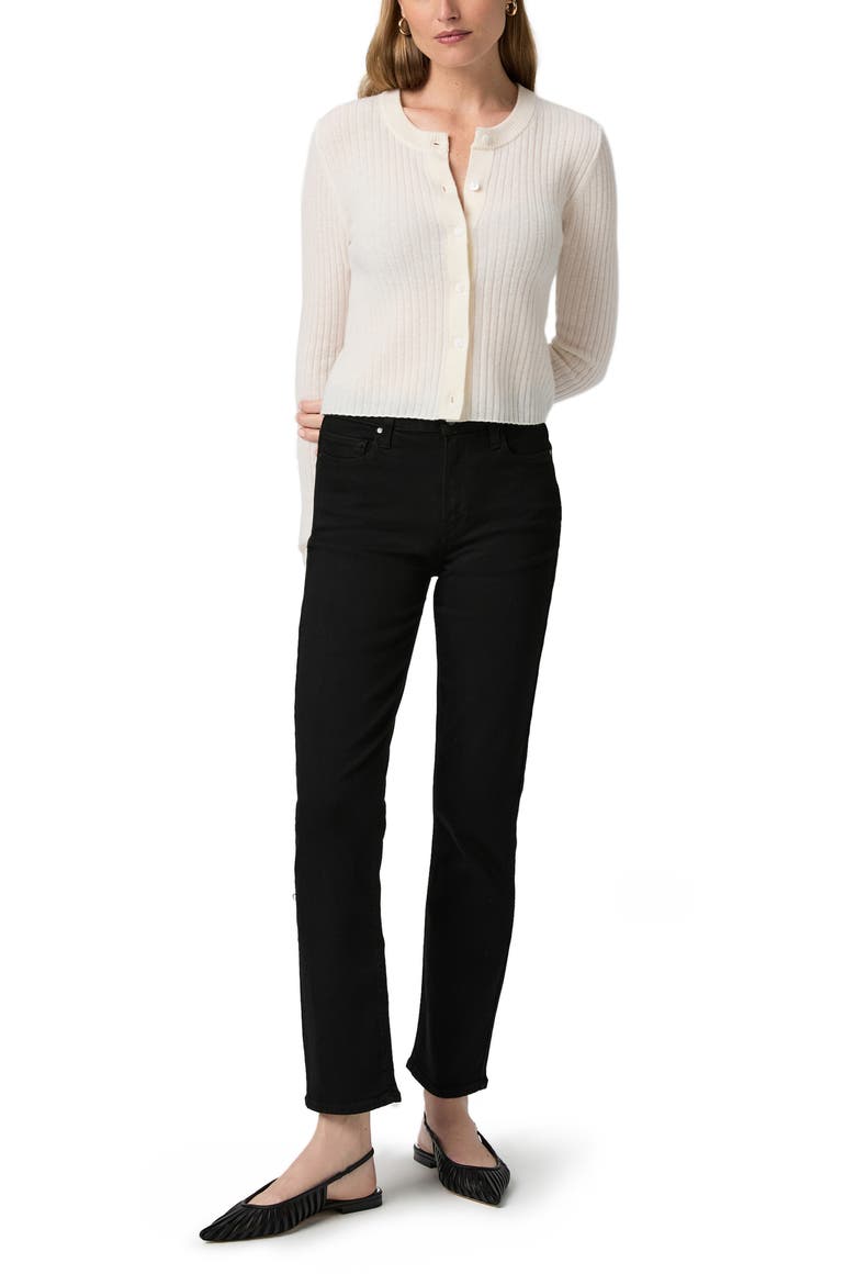 Cindy High Waist Ankle Straight Leg Jeans, Alternate, color, BLACK SHADOW