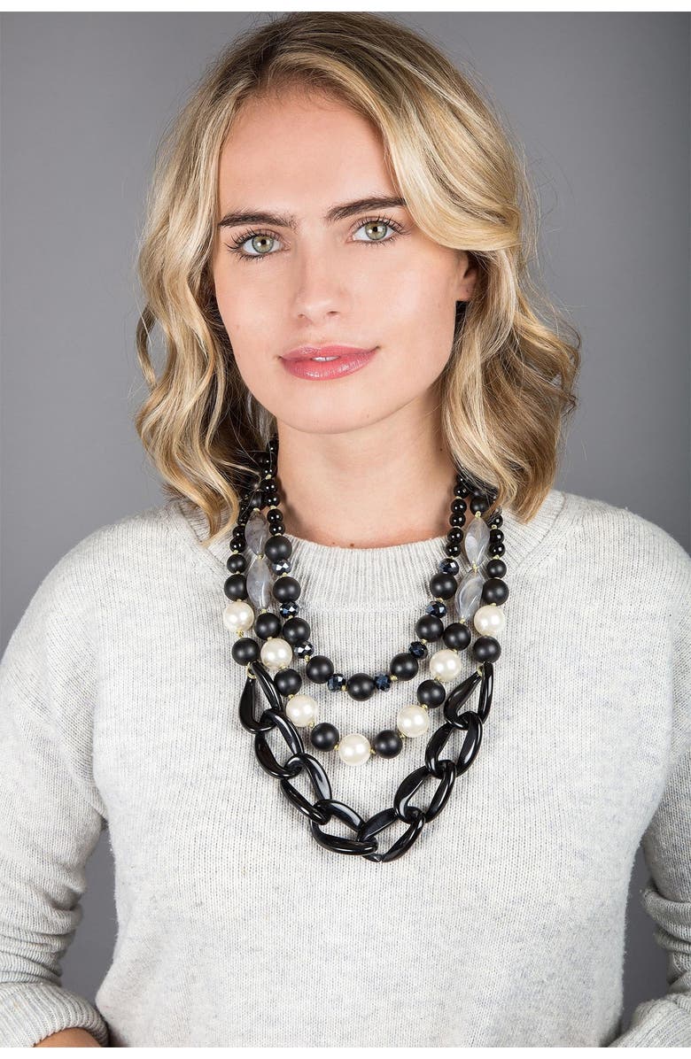 SAACHI Betty Freshwater Pearl Beaded Multistrand Necklace, Alternate, color, Black