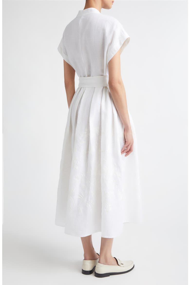 Embroidered Linen Shirtdress, Alternate, color, WHITE