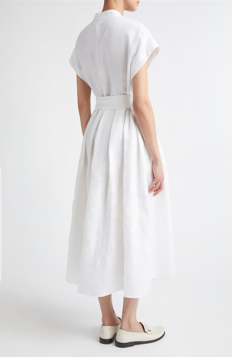 Eleventy Embroidered Linen Shirtdress, Alternate, color, White