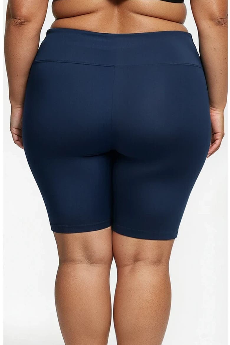 Plus Size Long Bike Swim Shorts, Alternate, color, Navy