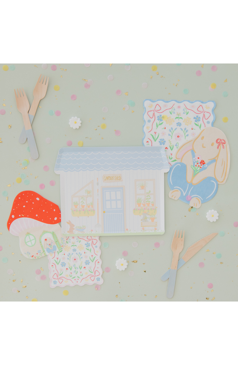 Daydream Society Bunnies In The Garden Mushroom House Large Napkins, Alternate, color, 