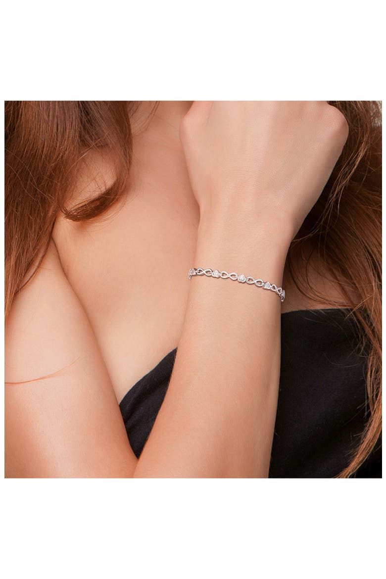 Diamond Heart Chain Link Bracelet - 0.17ct., Alternate, color, SILVER