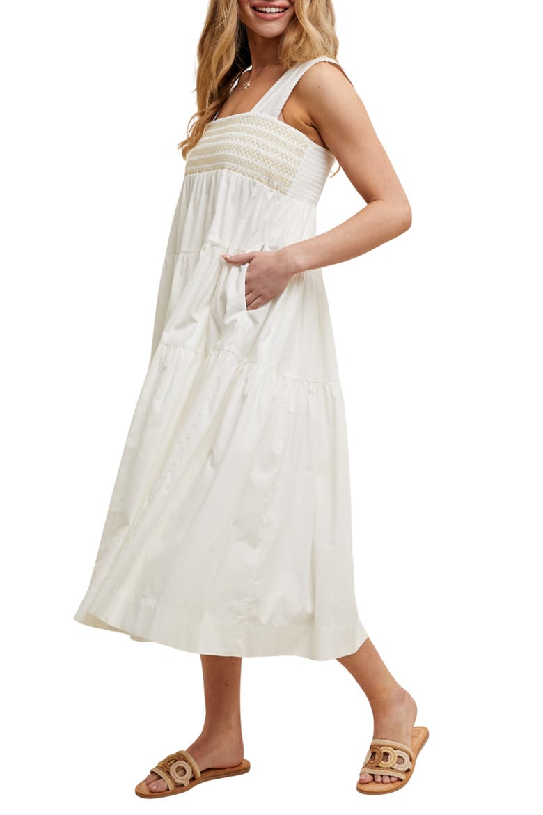 Tiered Maxi Dress, Alternate, color, WHITE/ TAUPE