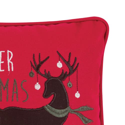 C & F Home C&f Home Oh Deer Christmas Embroidered Small Petite Throw Pillow, 10" X 10" In Red