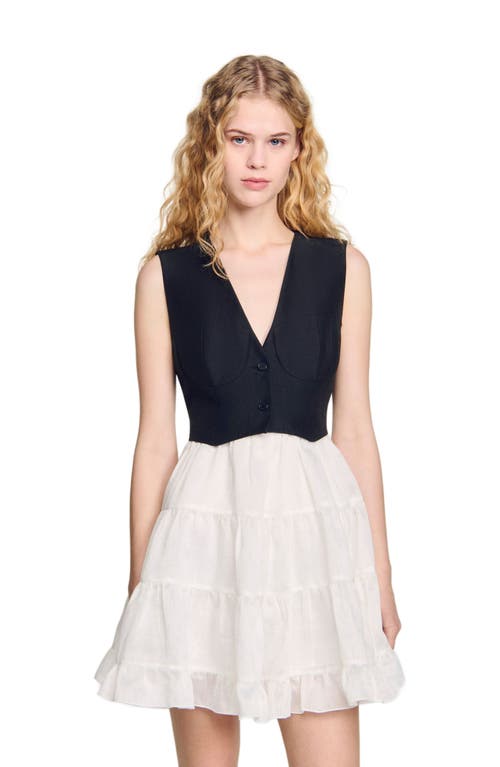 Sandro Two-tone Mini Dress In Multi