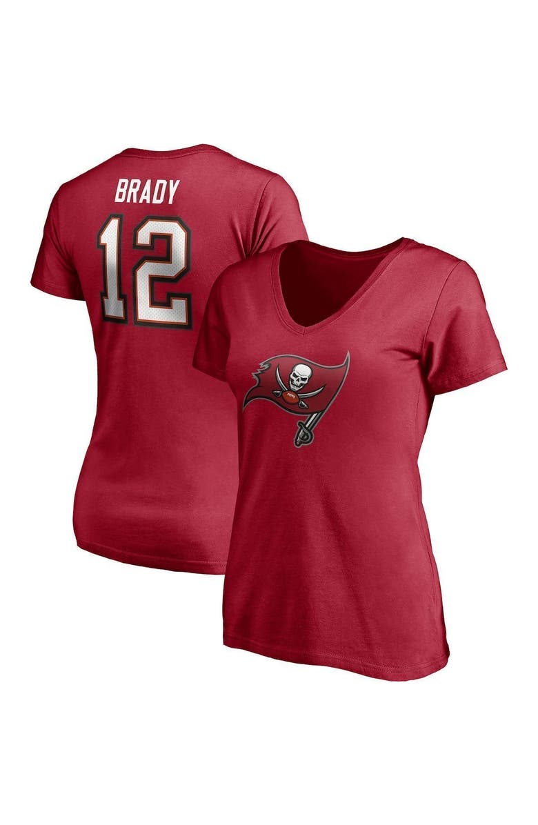 FANATICS Women's Fanatics Branded Tom Brady Red Tampa Bay Buccaneers Player Icon Name & Number V-Neck T-Shirt, Alternate, color, 