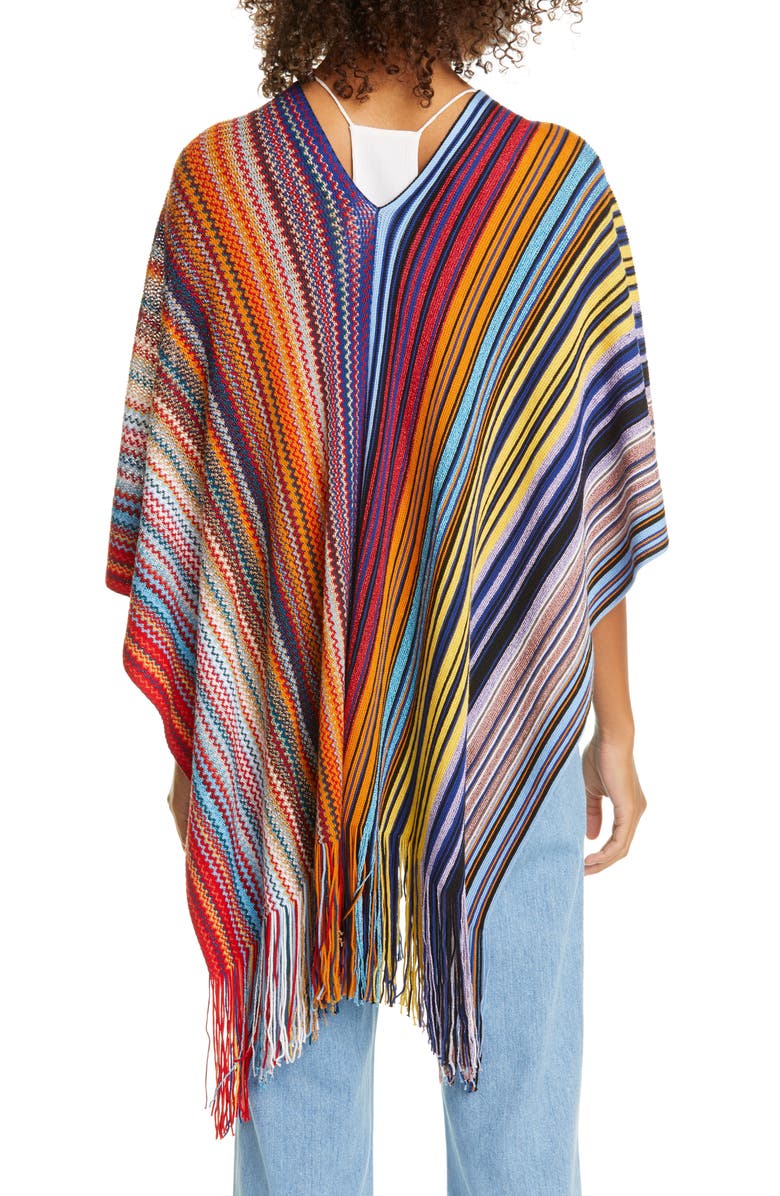 Missoni Metallic Stripe Wool Blend Poncho, Alternate, color, 