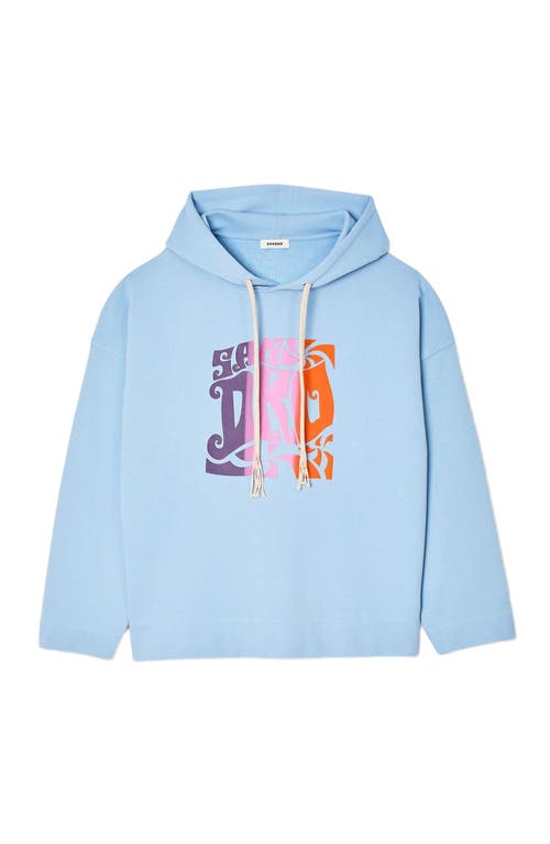Sandro Graphic Oversized Pullover Hoodie In Blue Sky
