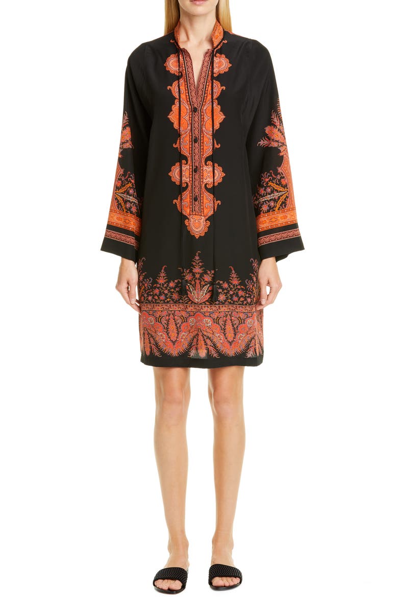 Etro Signature Paisley Long Sleeve Silk Dress, Main, color,