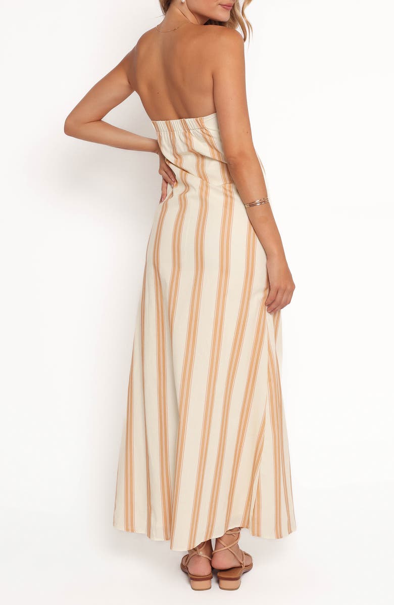 Petal & Pup Luisa Stripe Strapless Cotton Maxi Dress, Alternate, color, Brown Stripe