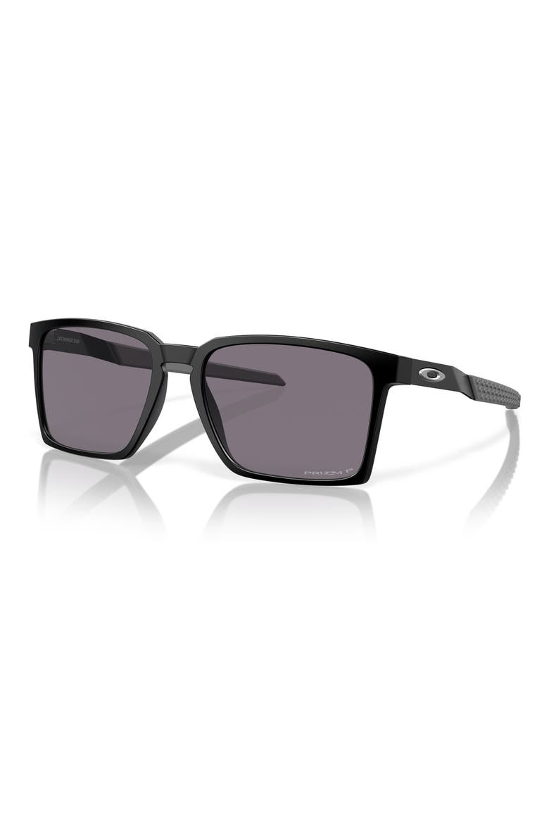 Exchange Sun 56mm Polarized Rectangle Sunglasses, Alternate, color, BLACK GREY