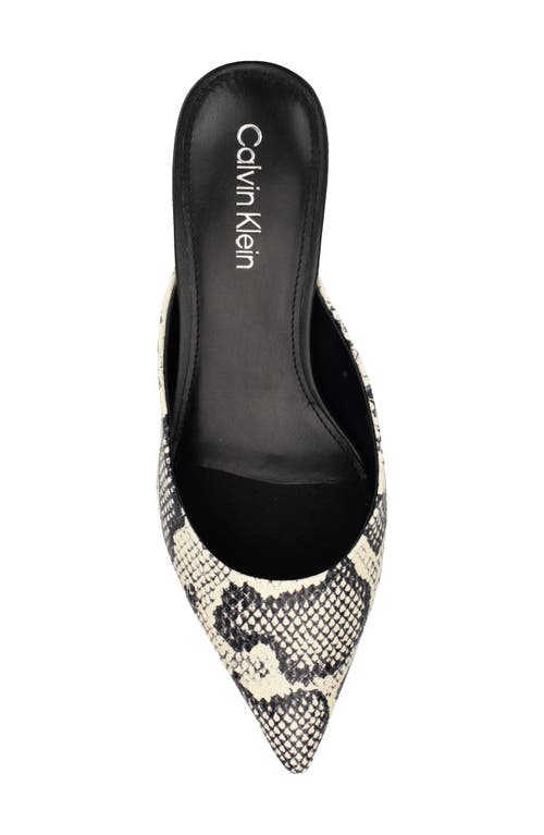 Calvin Klein Kalyn Pointed Toe Kitten Heel Mule In Black/ivory