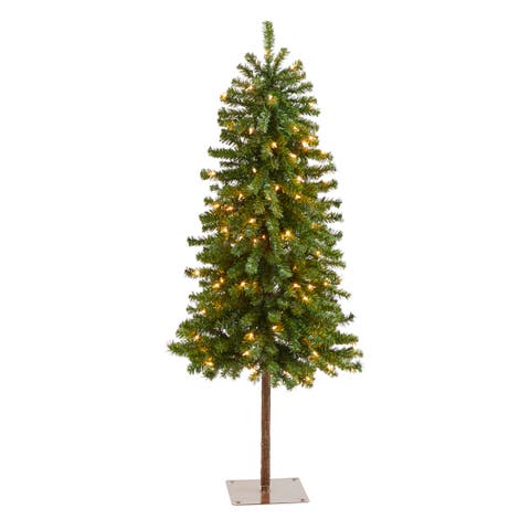 4-ft Alpine Artificial Christmas Tree with 100 Lights and 260 Bendable Branches