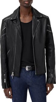 John Varvatos Daniel Oversprayed Leather Moto Jacket